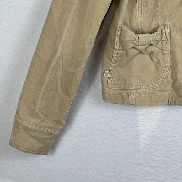 Plugg Womens Beige Corduroy Blazer Jacket With Bow Pockets Size L - Picture 4 of 14